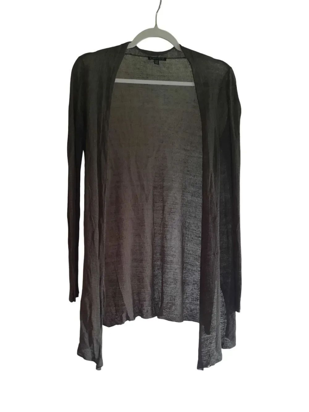 Eileen Fisher Sheer Open Cardigan in Dark Green